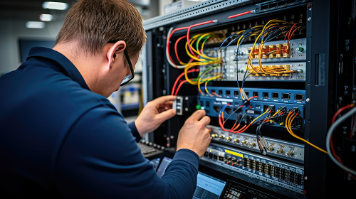 Spigot Tech Systems - technician working on server switch